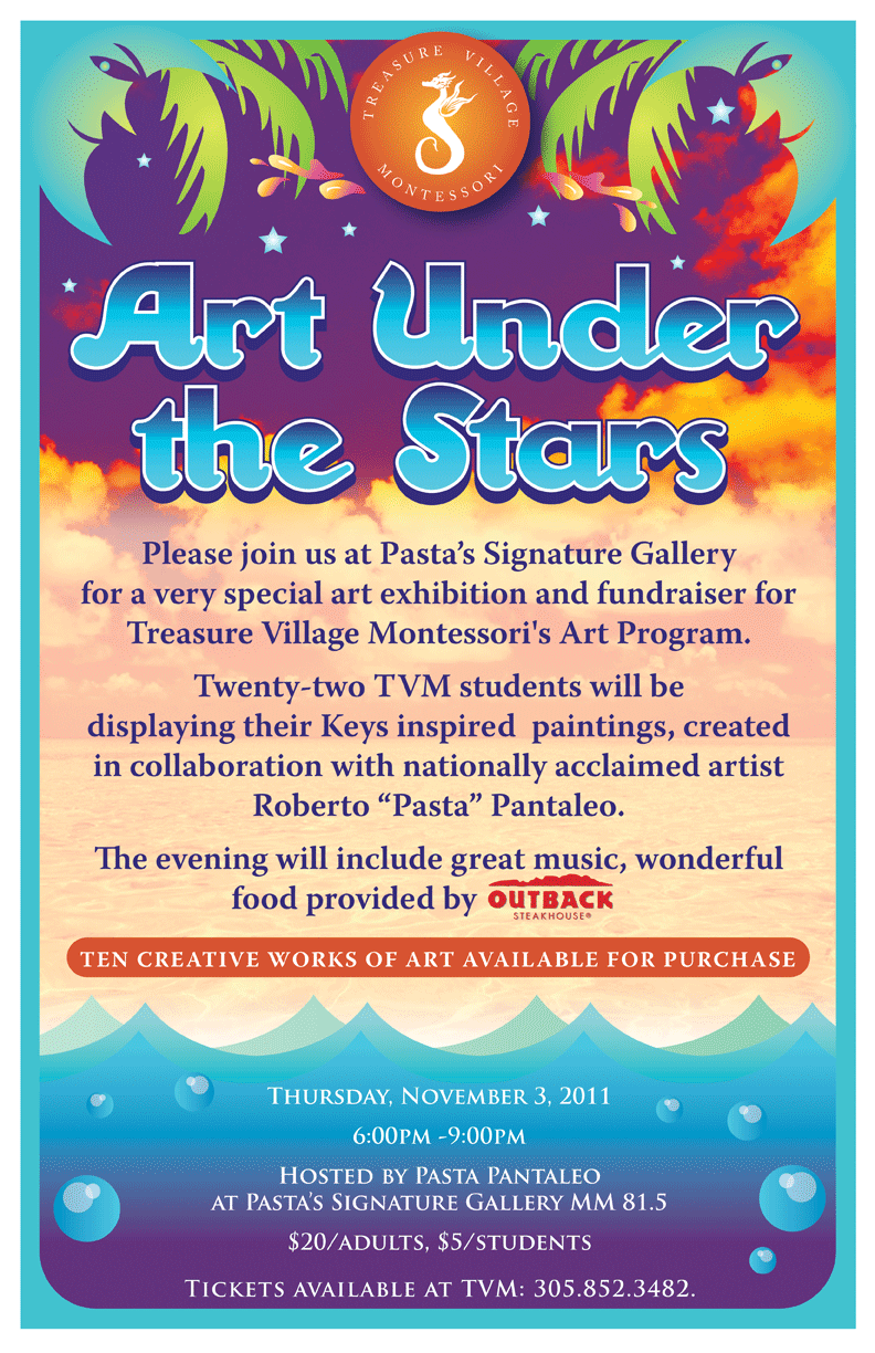 Treasure Village Montessori invites you to Art Under the Stars, a fundraiser benefitting the TVM art program.