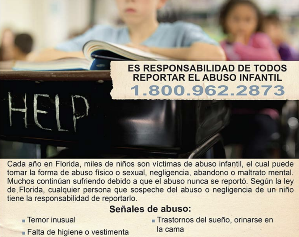 Report child abuse - spanish