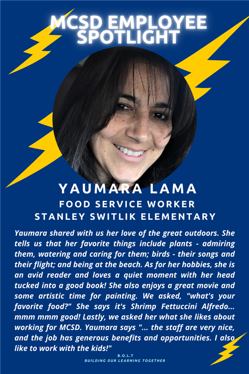 October 22, 2021 Employee Spotlight Yaumara Lama