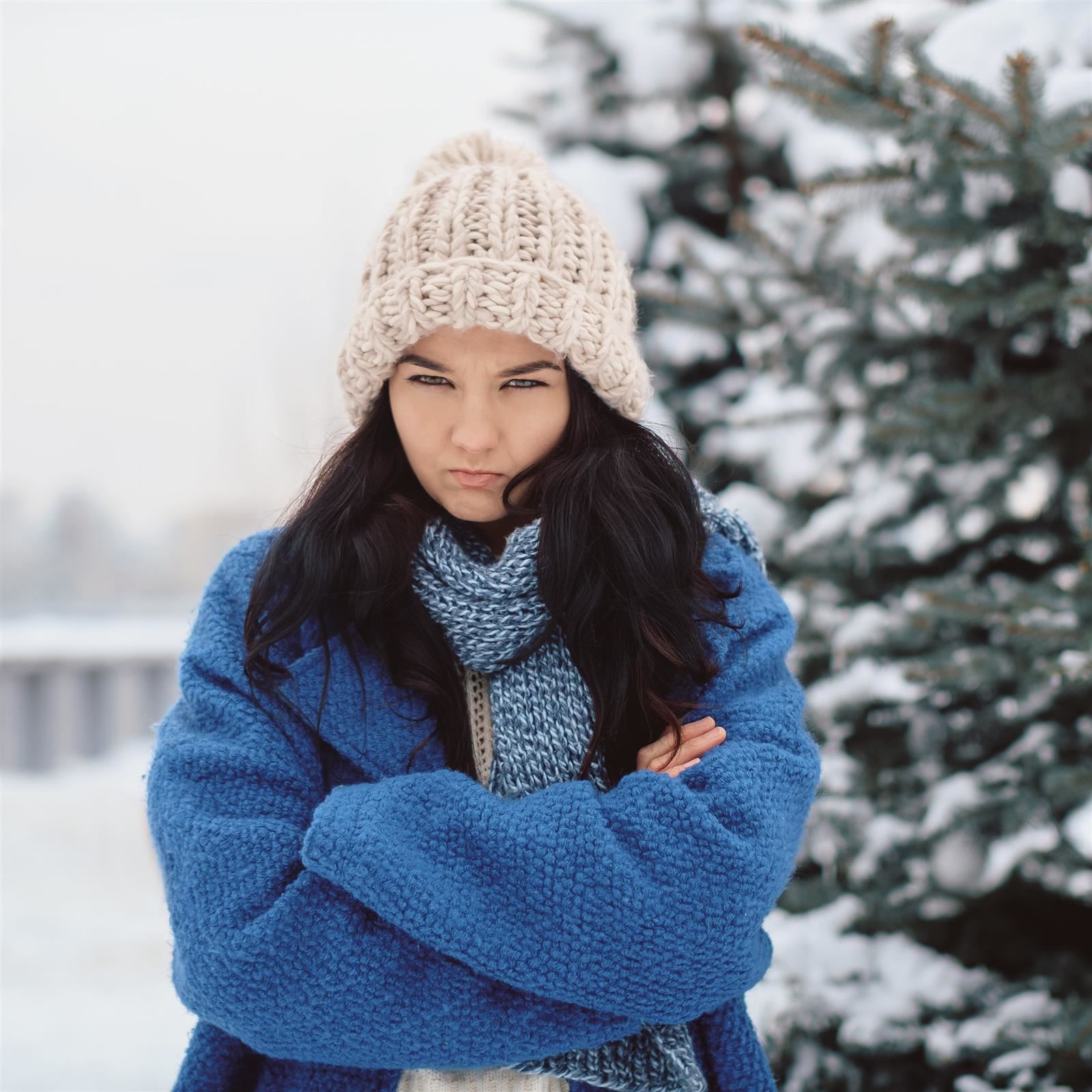 unhappy woman in winter